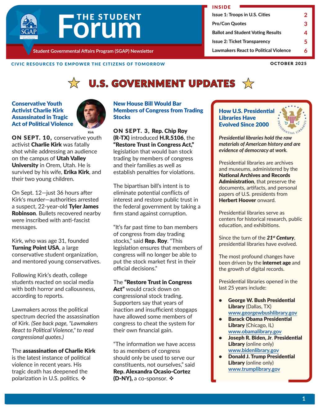 Student Forum Newsletter October 2025