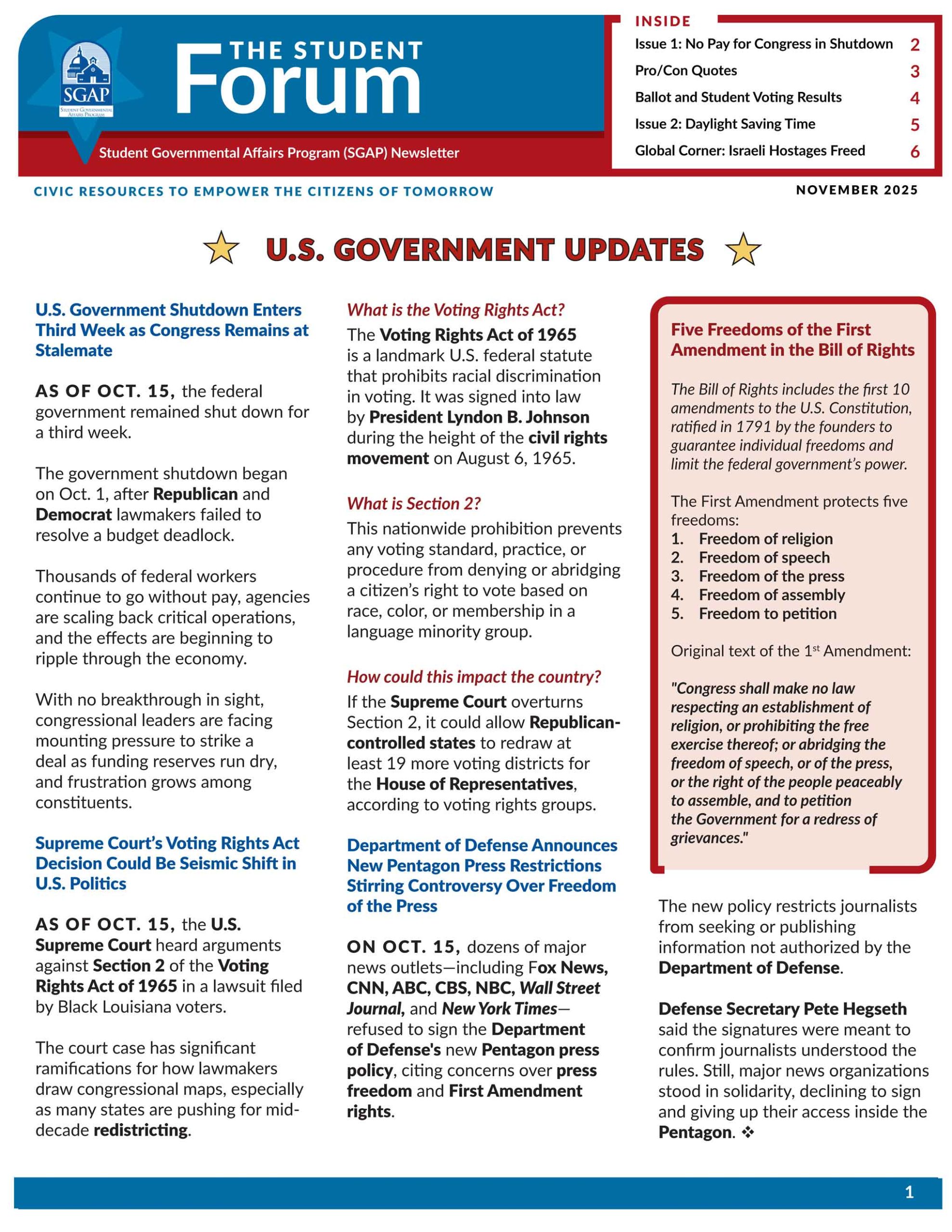 Student Forum Newsletter November 2025